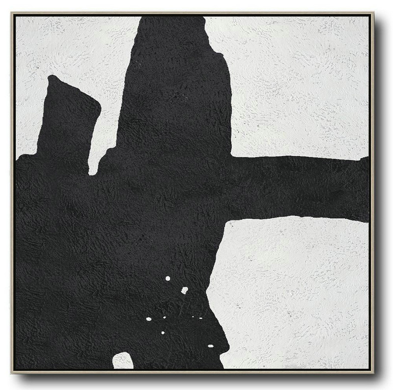 Large Abstract Art,Oversized Minimal Black And White Painting - Abstract Paintings On Sale